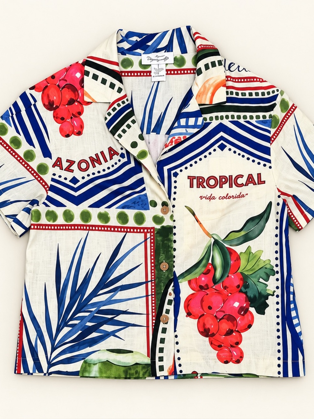 Rachel Zoe Linen Tropical Fruit Print Matching Two-Piece Pants Set - Picture 3 of 8